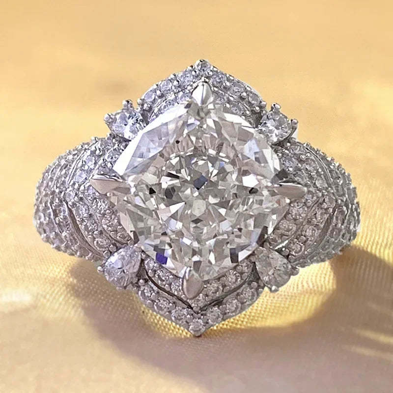 Hollow 10mm Moissanite Diamond Ring 100% Real 925 Sterling Silver Party Wedding Band Rings for Women Men Engagement Jewelry-Mix MIx Style