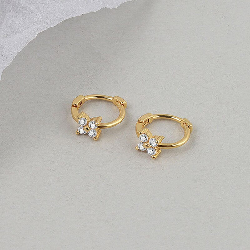 Small Hoop 18k Gold Plated Moissanite Diamonds Pendant Earrings | Mix Mix Style [Hot Seller]-Mix MIx Style