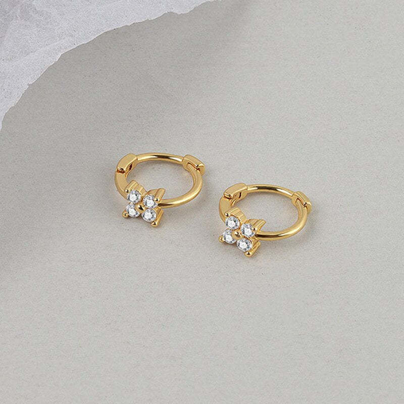 Small Hoop 18k Gold Plated Moissanite Diamonds Pendant Earrings | Mix Mix Style [Hot Seller]-Mix MIx Style