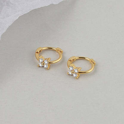 Small Hoop 18k Gold Plated Moissanite Diamonds Pendant Earrings | Mix Mix Style [Hot Seller]-Mix MIx Style