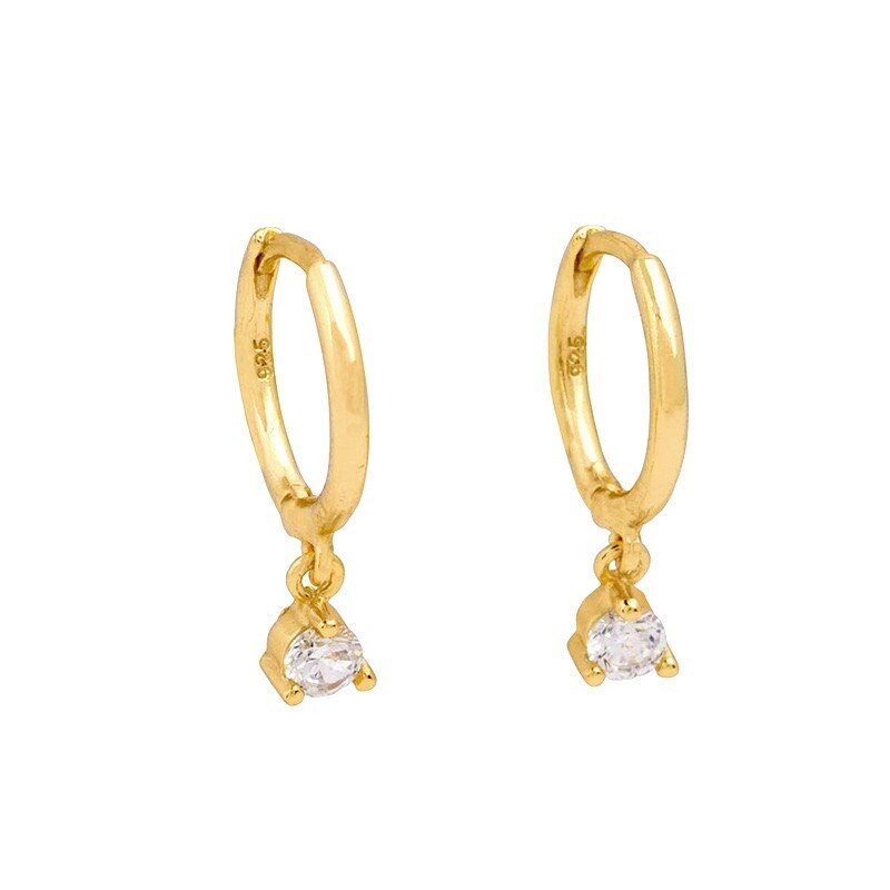 Small Hoop 18k Gold Plated Moissanite Diamonds Pendant Earrings | Mix Mix Style [Hot Seller]-Mix MIx Style