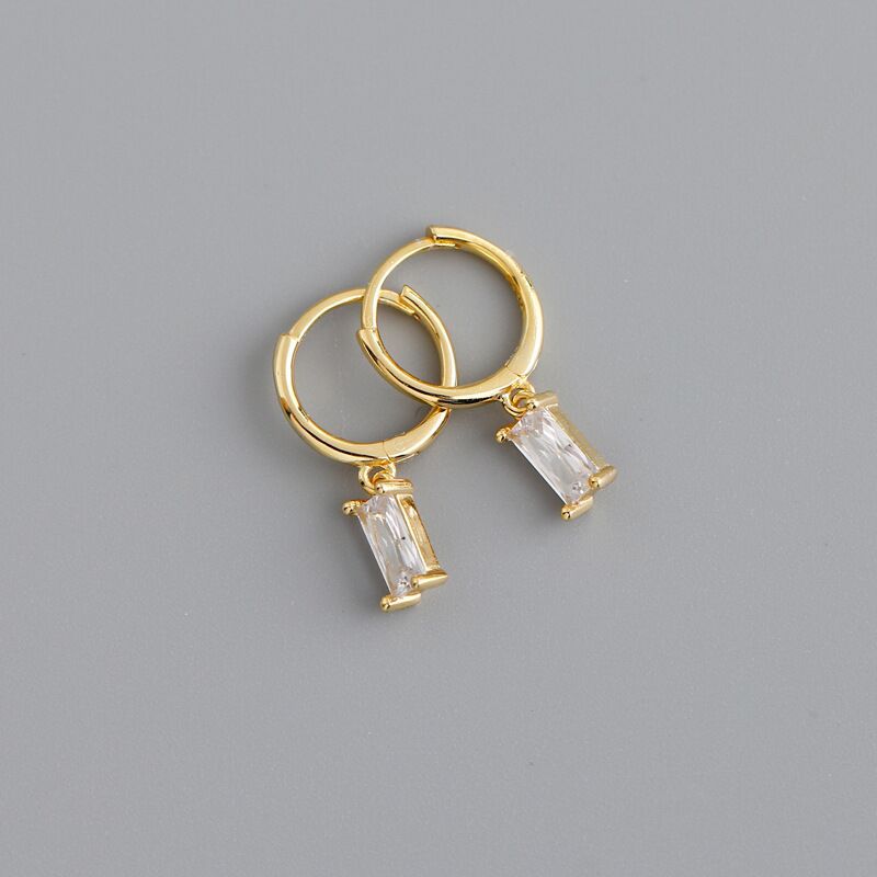 Small Hoop 18k Gold Plated Moissanite Diamonds Pendant Earrings | Mix Mix Style [Hot Seller]-Mix MIx Style