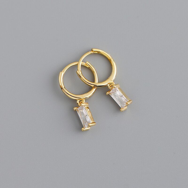 Small Hoop 18k Gold Plated Moissanite Diamonds Pendant Earrings | Mix Mix Style [Hot Seller]-Mix MIx Style