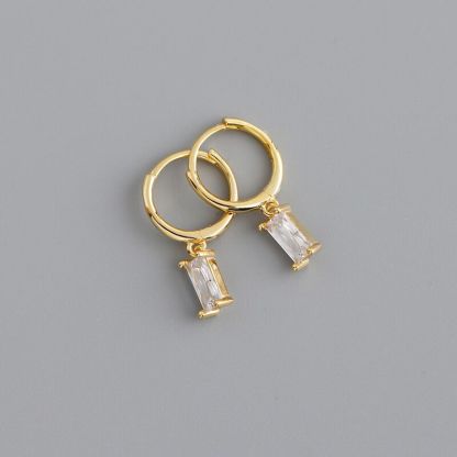 Small Hoop 18k Gold Plated Moissanite Diamonds Pendant Earrings | Mix Mix Style [Hot Seller]-Mix MIx Style