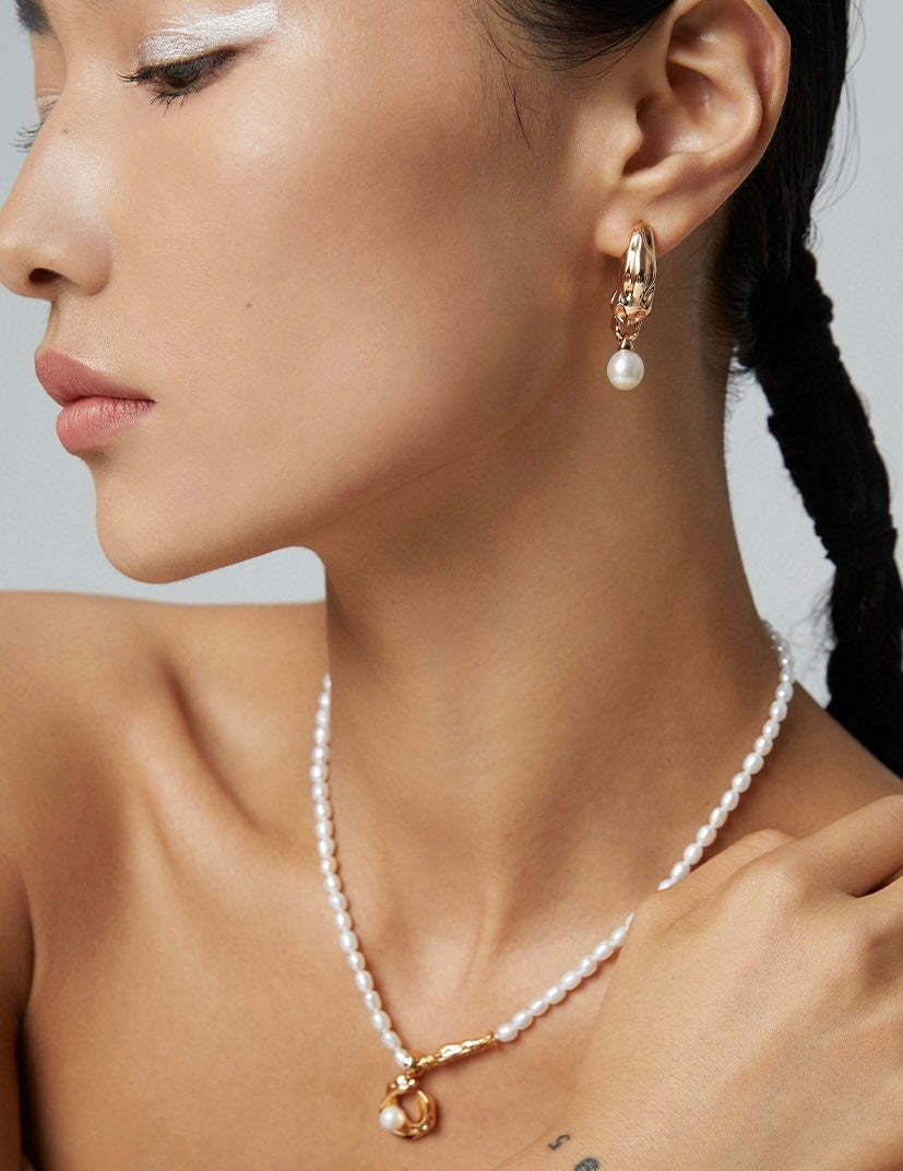 Vintage Irregular Delicate Akoya Pearl Earrings | Mix Mix Style-Mix MIx Style