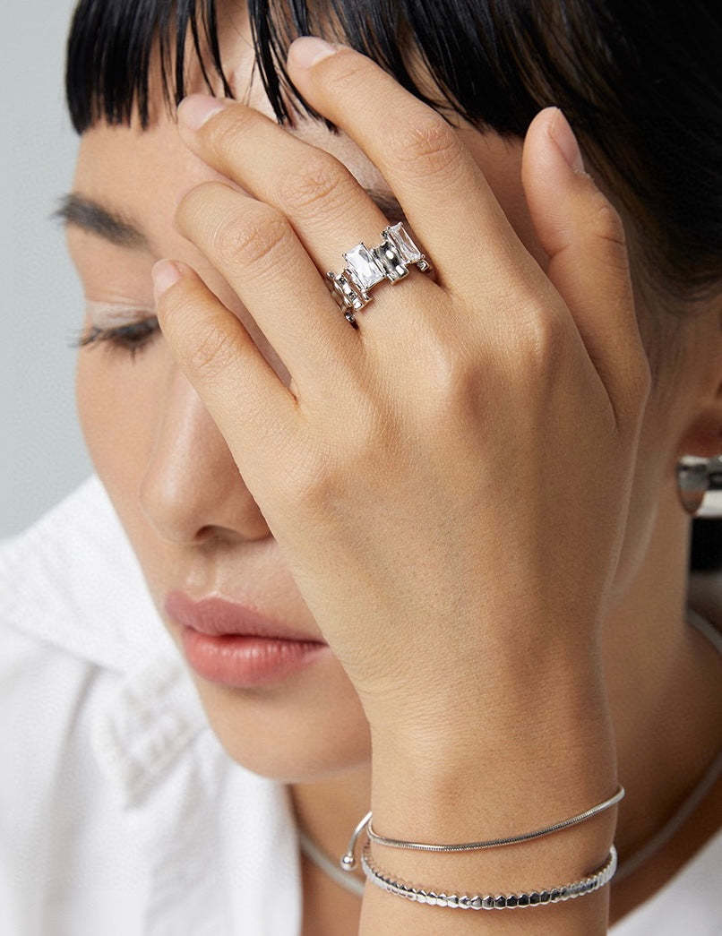 Sterling Silver and Stunning Moissanite Ring | Mix Mix Style-Mix MIx Style