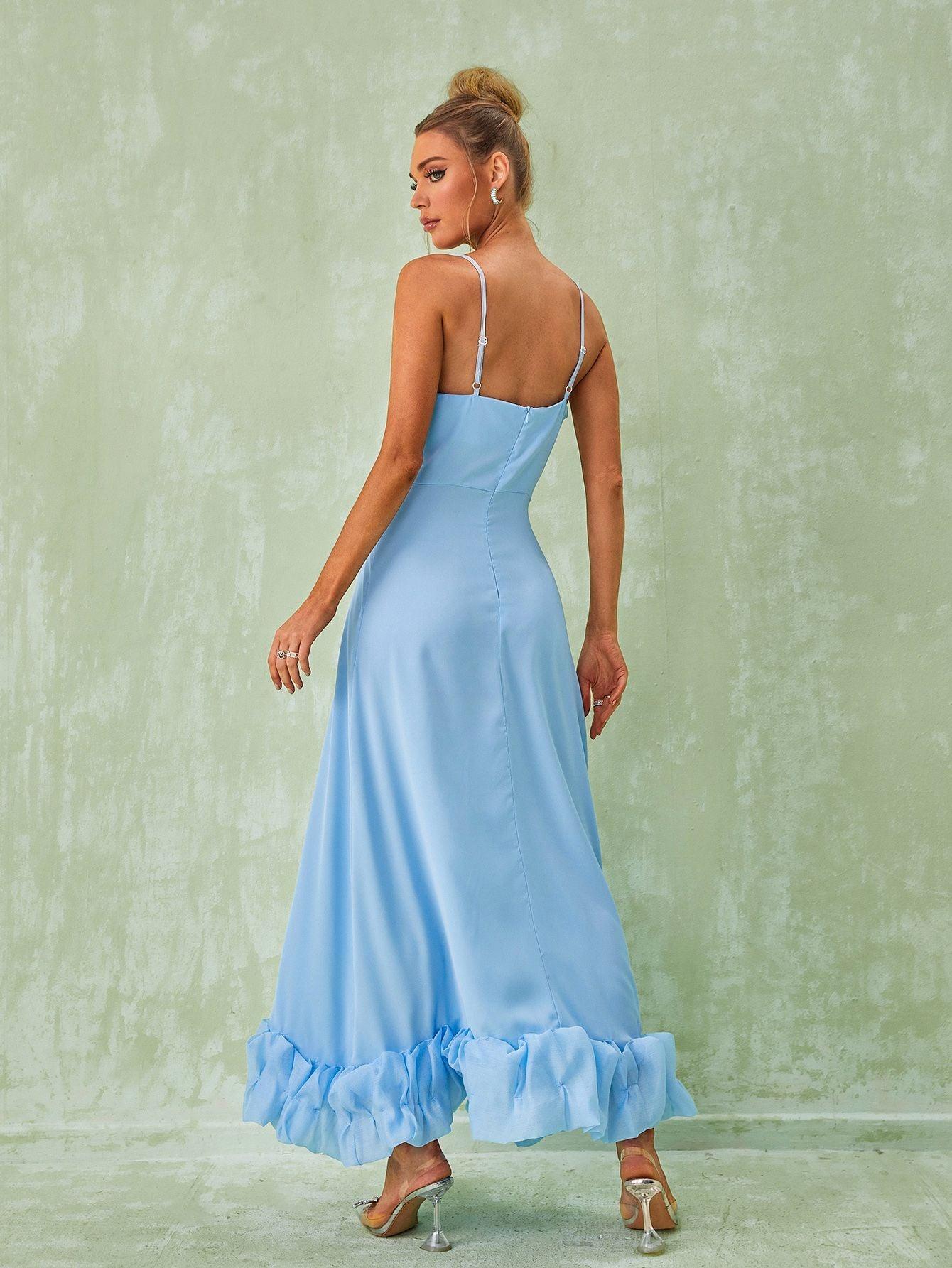 Blue Spaghetti Midi Dress | Mix Mix Style [Hot Seller]-Mix MIx Style