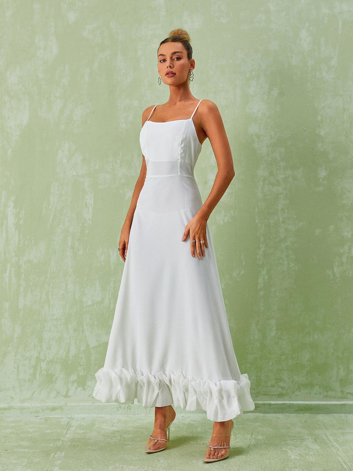 Ilsa Spaghetti Maxi Dress In White-Mix MIx Style