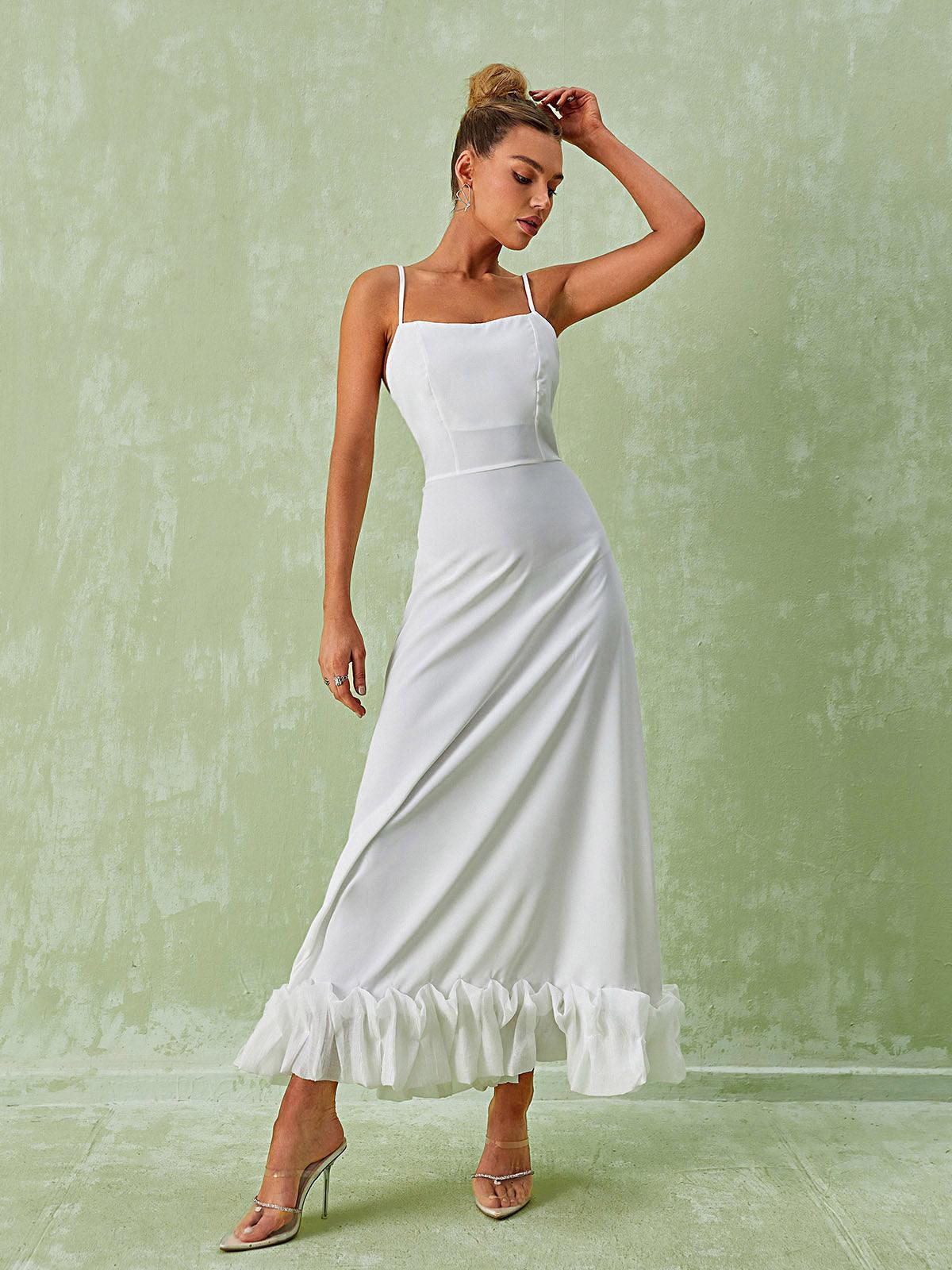 Ilsa Spaghetti Maxi Dress In White-Mix MIx Style