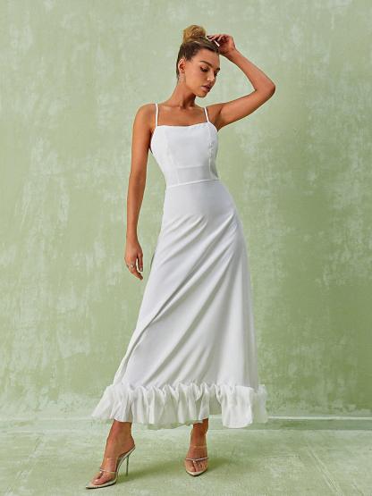 Ilsa Spaghetti Maxi Dress In White-Mix MIx Style