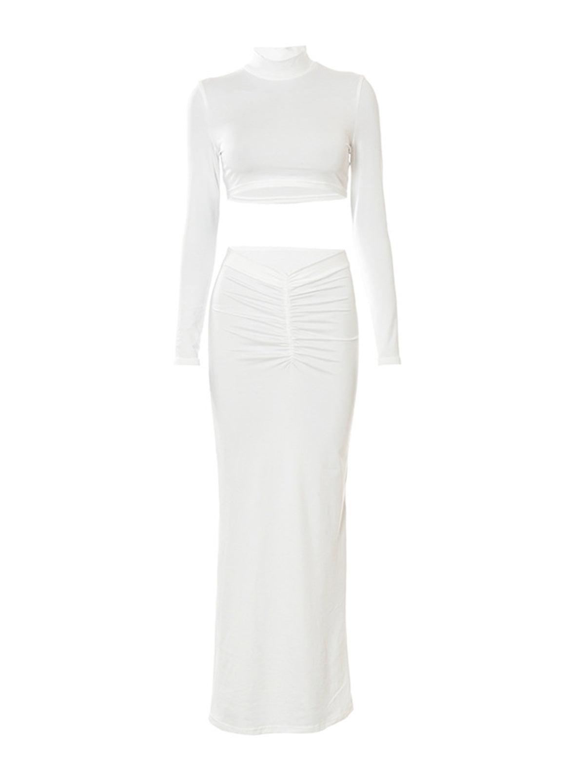 Imani Long Sleeve Ruched Skirt Set-Mix MIx Style