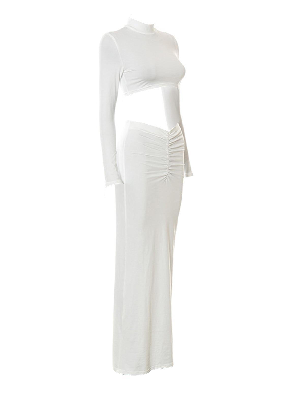 Imani Long Sleeve Ruched Skirt Set-Mix MIx Style