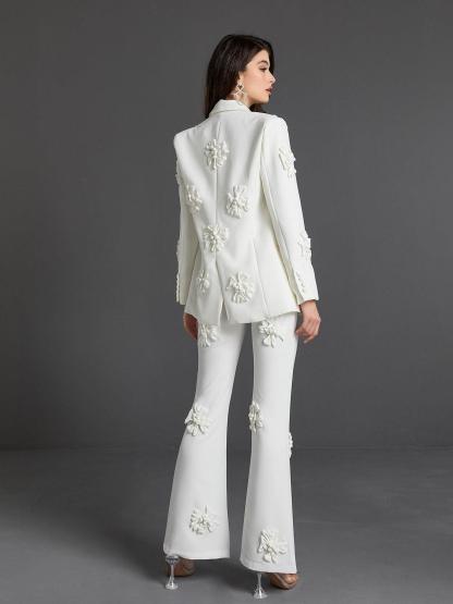 Indiana Floral Embellished Blazer Set In White-Mix MIx Style