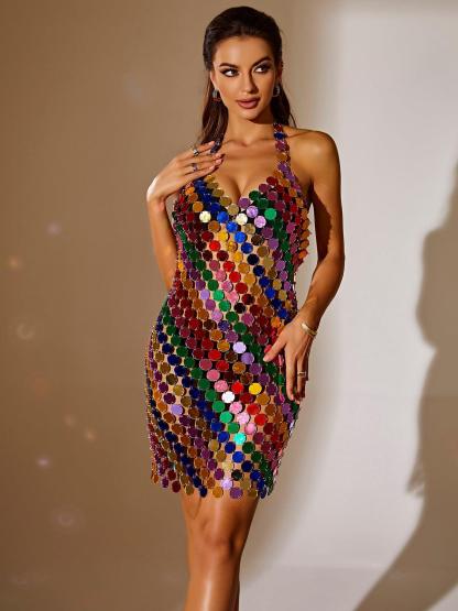 Dazzling Rainbow Chainmail Mini Dress | Mix Mix Style [Hot Seller]-Mix MIx Style