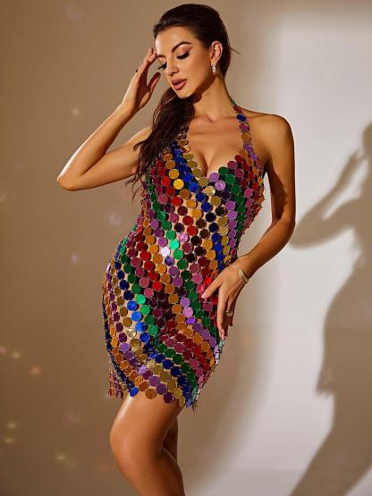 Dazzling Rainbow Chainmail Mini Dress | Mix Mix Style [Hot Seller]-Mix MIx Style