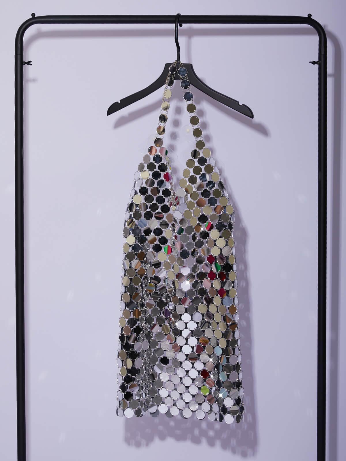 Irene Chainmail Mini Dress in Silver-Mix MIx Style