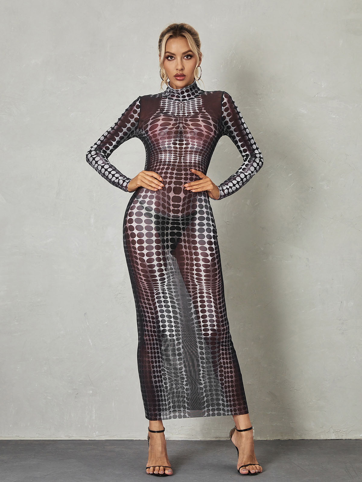 Ishi Long Sleeve Maxi Dress In Black-Mix MIx Style