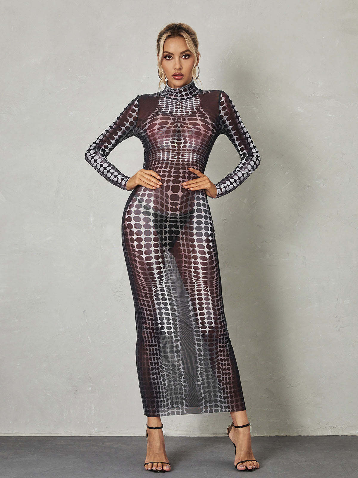 Ishi Long Sleeve Maxi Dress In Black-Mix MIx Style