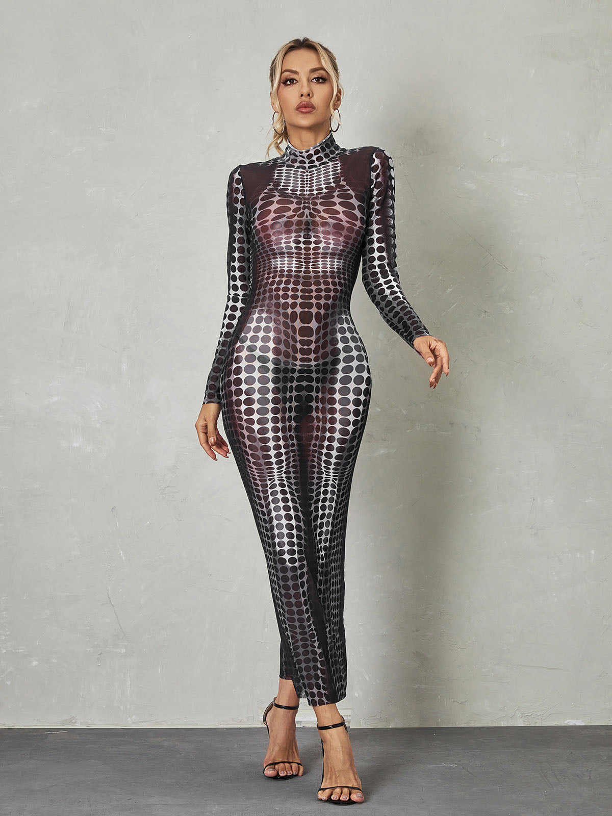Ishi Long Sleeve Maxi Dress In Black-Mix MIx Style