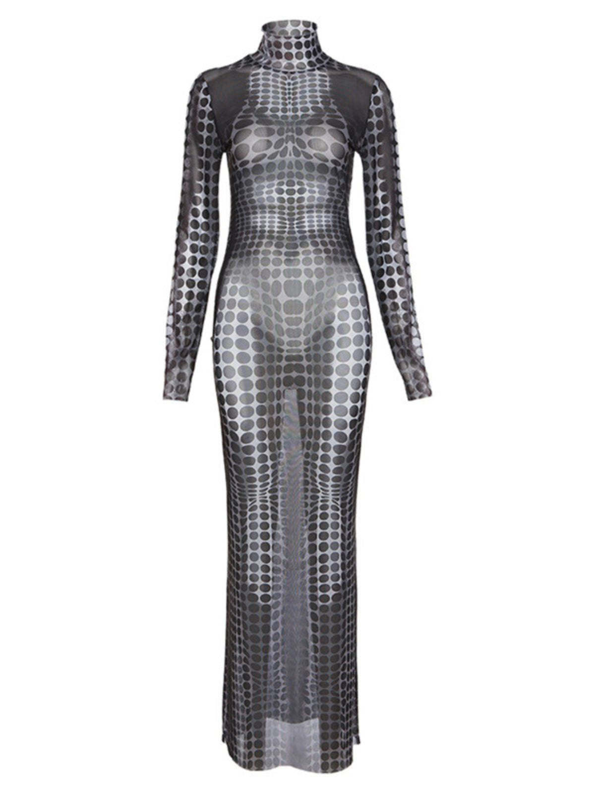 Ishi Long Sleeve Maxi Dress In Black-Mix MIx Style