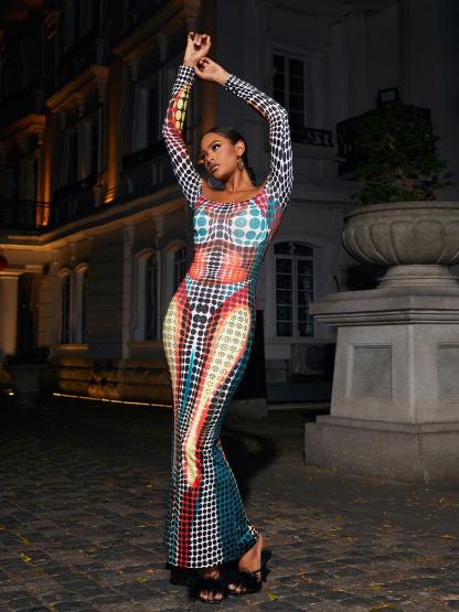 Multicolor Off Shoulder Maxi Dress | Mix Mix Style [Hot Seller]-Mix MIx Style