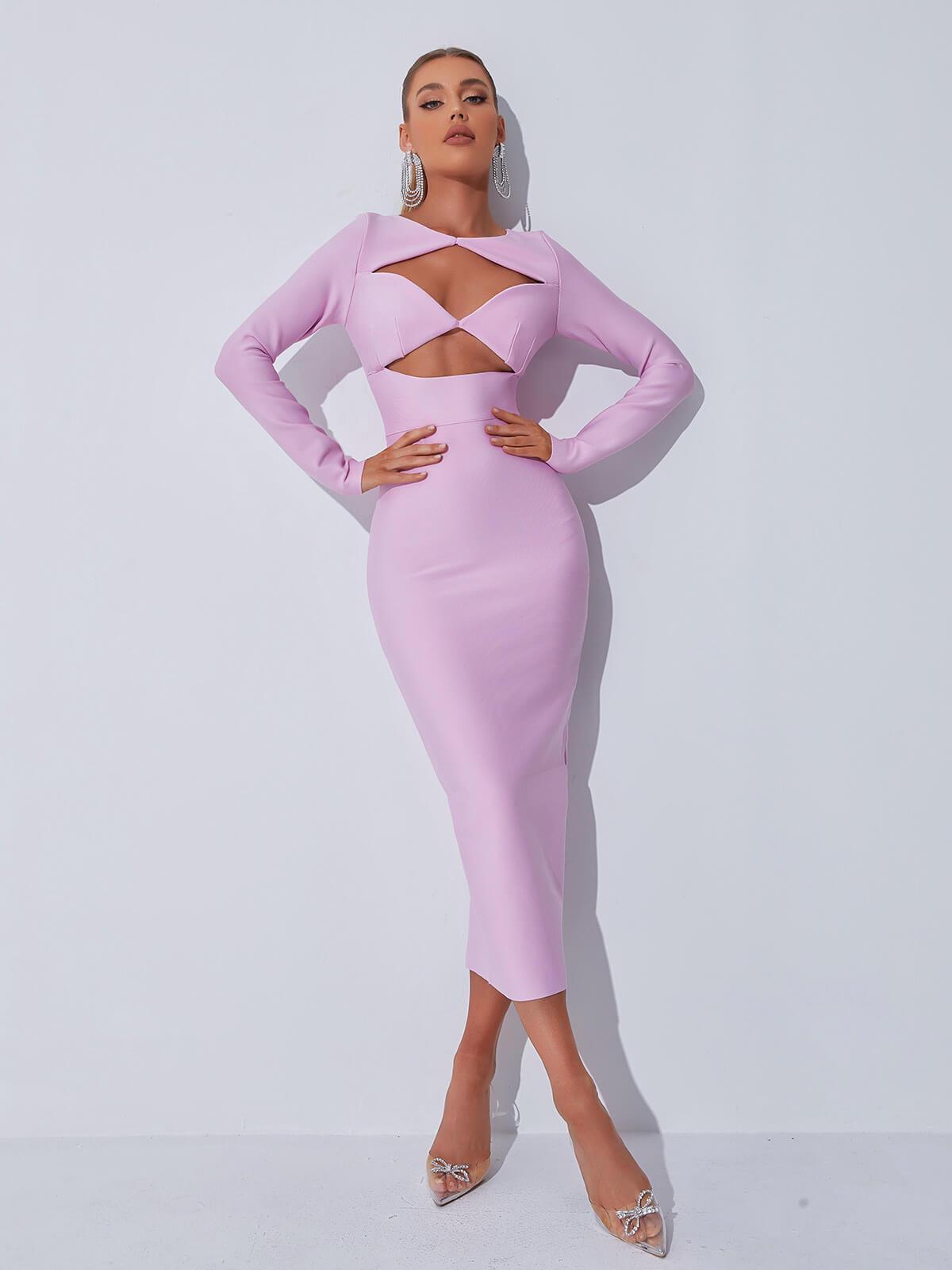 Isobel Long Sleeve Cutout Bandage Dress-Mix MIx Style