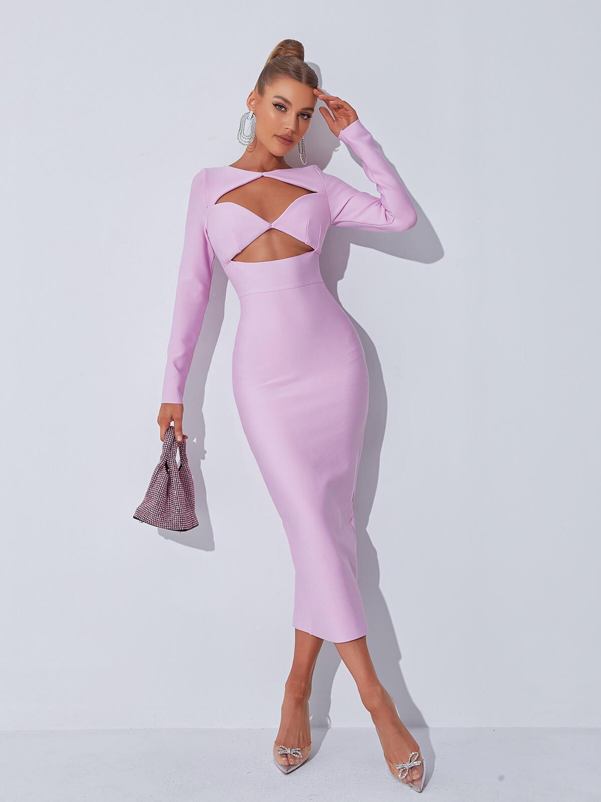 Isobel Long Sleeve Cutout Bandage Dress-Mix MIx Style