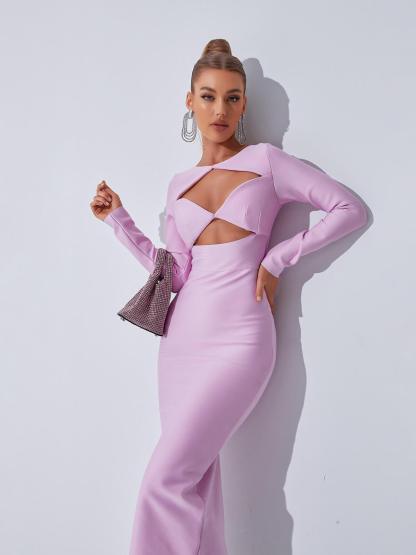 Isobel Long Sleeve Cutout Bandage Dress-Mix MIx Style
