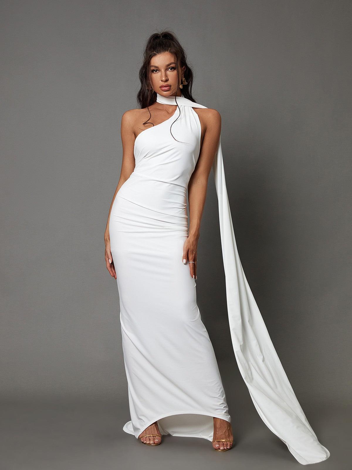 White Backless Maxi Dress | Mix Mix Style [Hot Seller]-Mix MIx Style