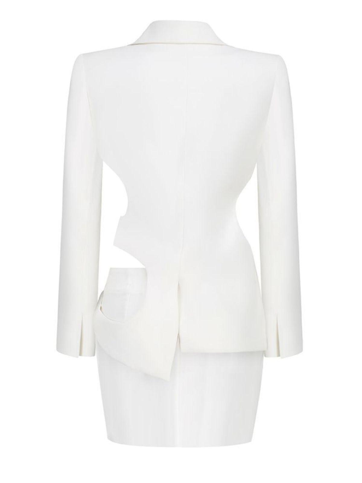 White Cutout Blazer Set | Mix Mix Style [Hot Seller]-Mix MIx Style