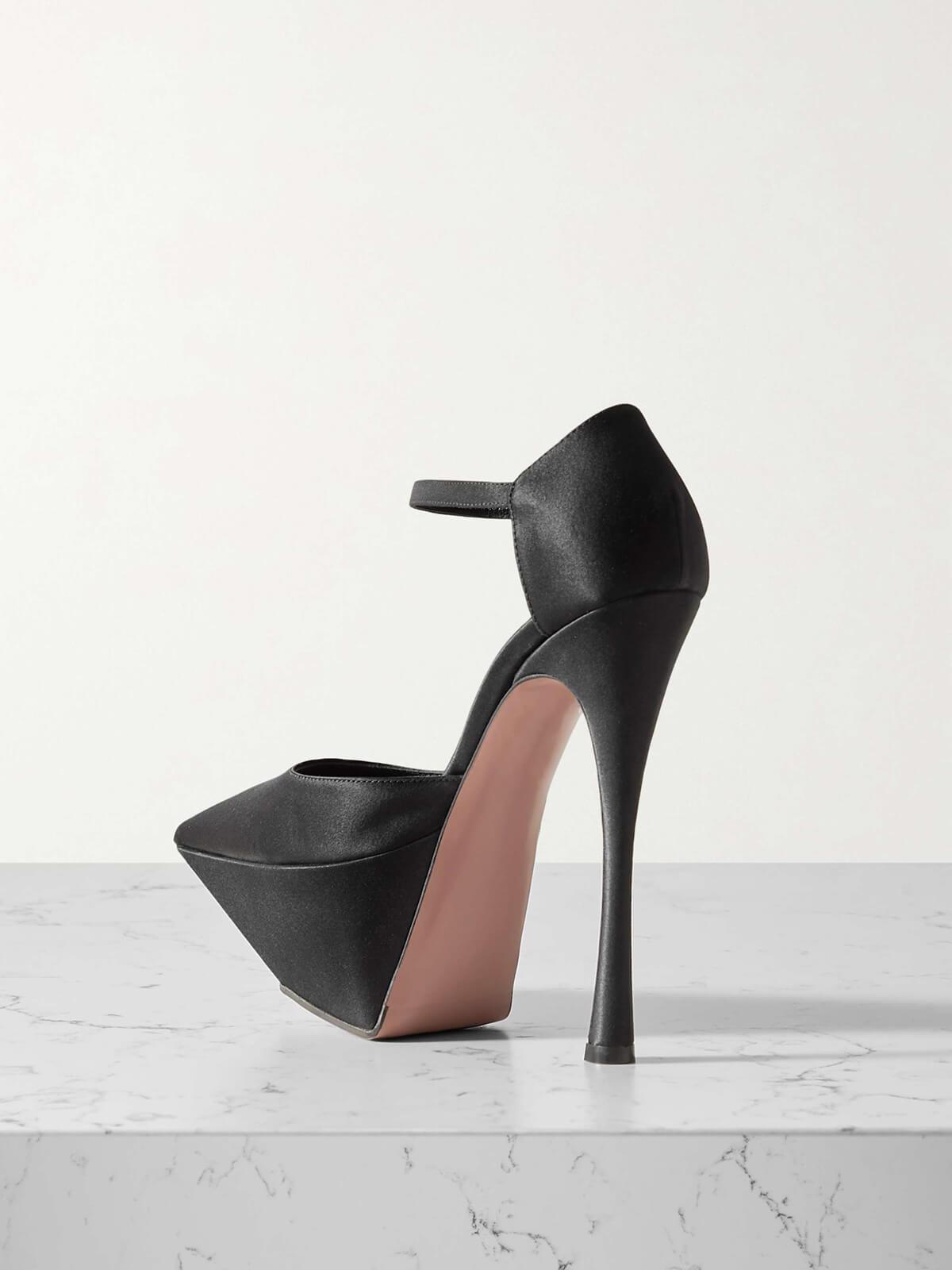 Janet Satin Platform Pumps In Black-Mix MIx Style