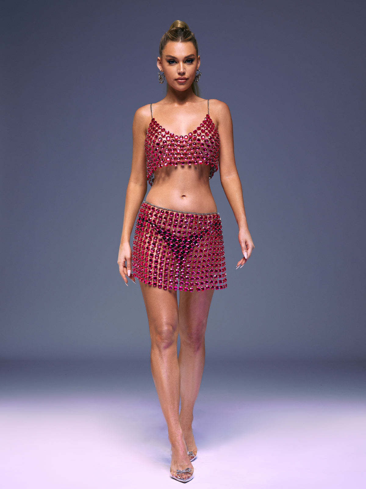 Pink Chainmail Top & Mini Skirt Set | Mix Mix Style [Hot Seller]-Mix MIx Style