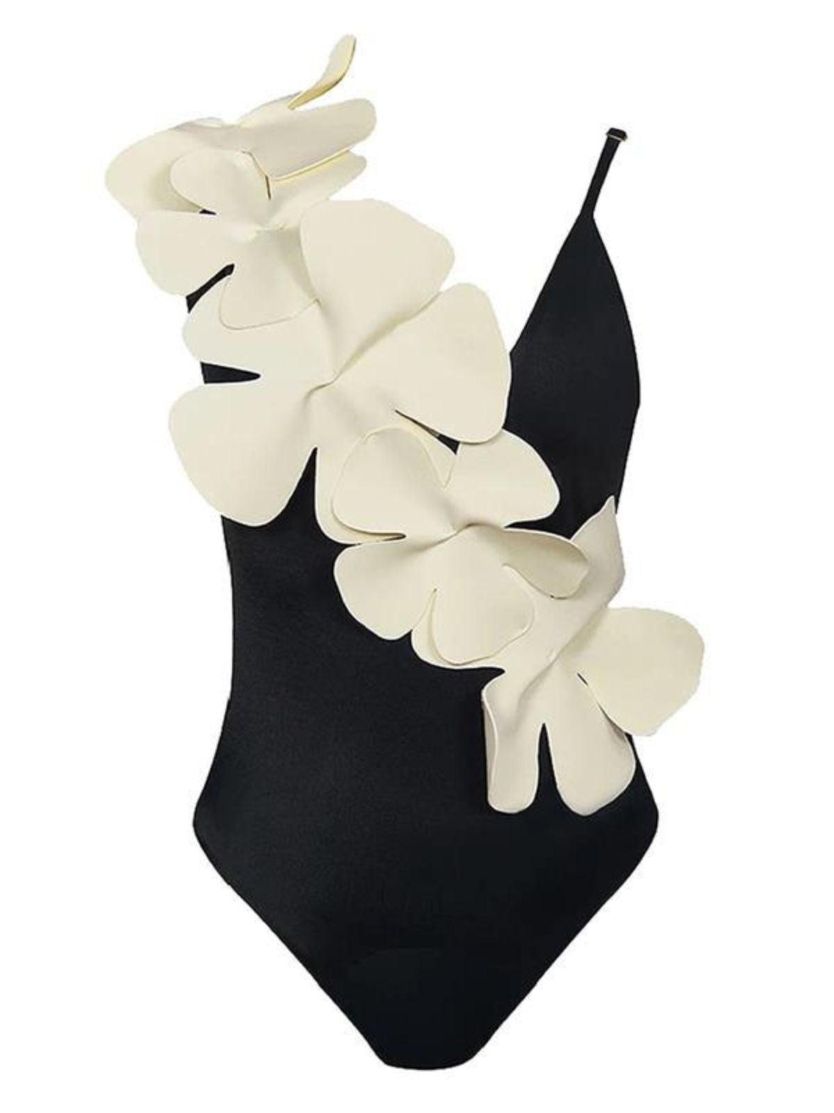 Statement Flower One Piece Swimsuit In Black | Mix Mix Style-Mix MIx Style