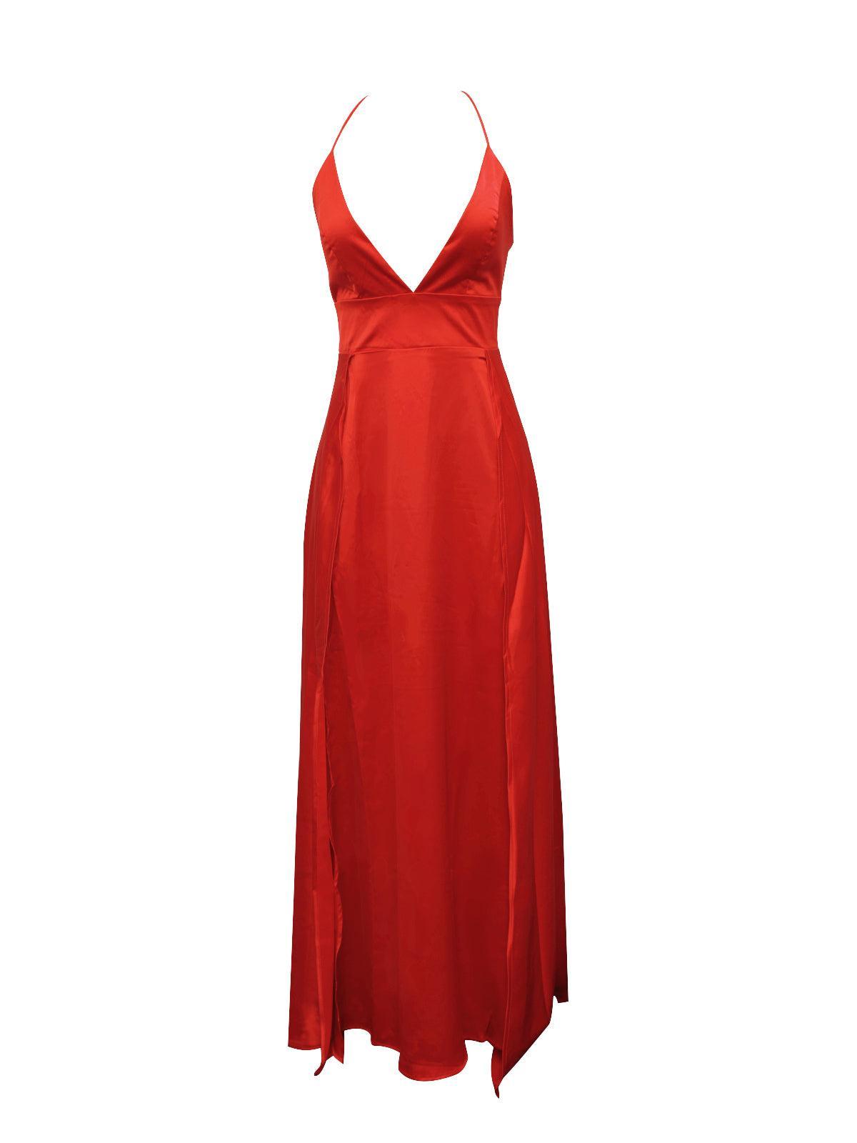 Jezebel Satin Plunge Split Maxi Dress-Mix MIx Style
