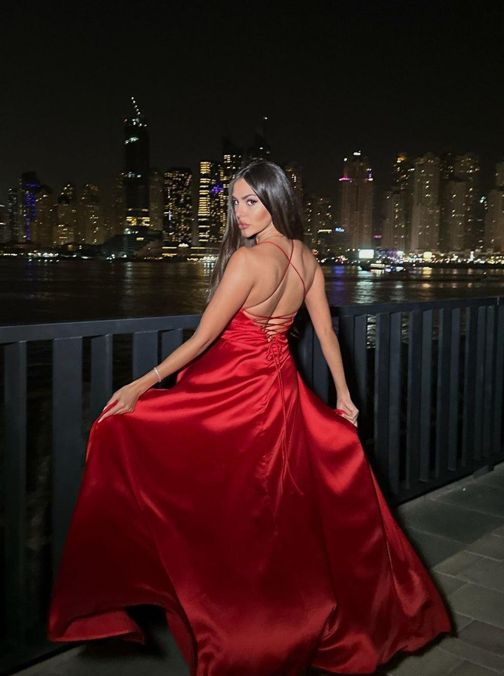 Jezebel Satin Plunge Split Maxi Dress-Mix MIx Style