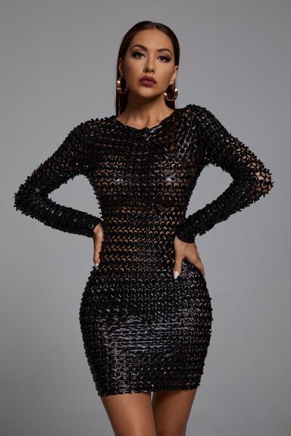 Black Sleeve Cutout Mini Bodycon Dress - Black | Mix Mix Style [Hot Seller]-Mix MIx Style