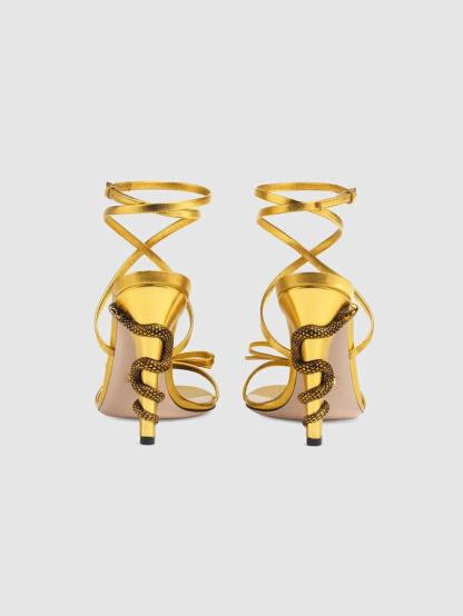 Juliette Metallic Snake Heel Sandals In Gold-Mix MIx Style