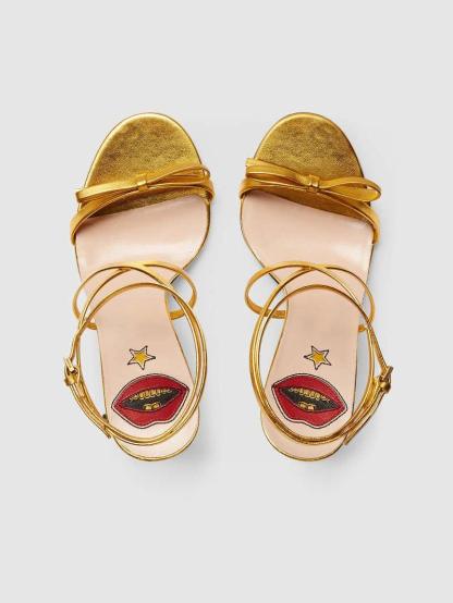 Juliette Metallic Snake Heel Sandals In Gold-Mix MIx Style