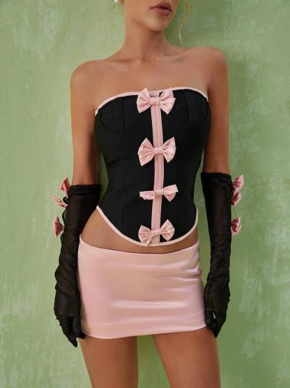 Kairi Satin Strapless Bandage Set-Mix MIx Style