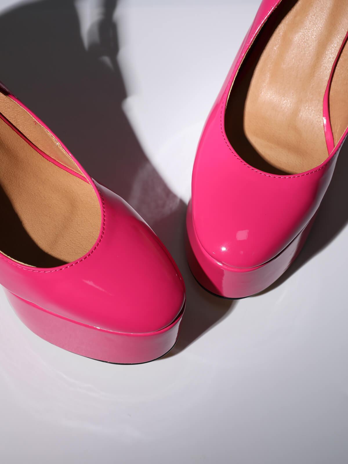 Kalea Leather Platform Heels In Hot Pink-Mix MIx Style