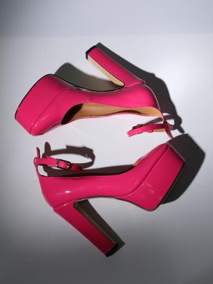 Kalea Leather Platform Heels In Hot Pink-Mix MIx Style