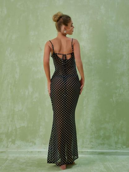 Kamilah Mesh Dot Maxi Dress-Mix MIx Style