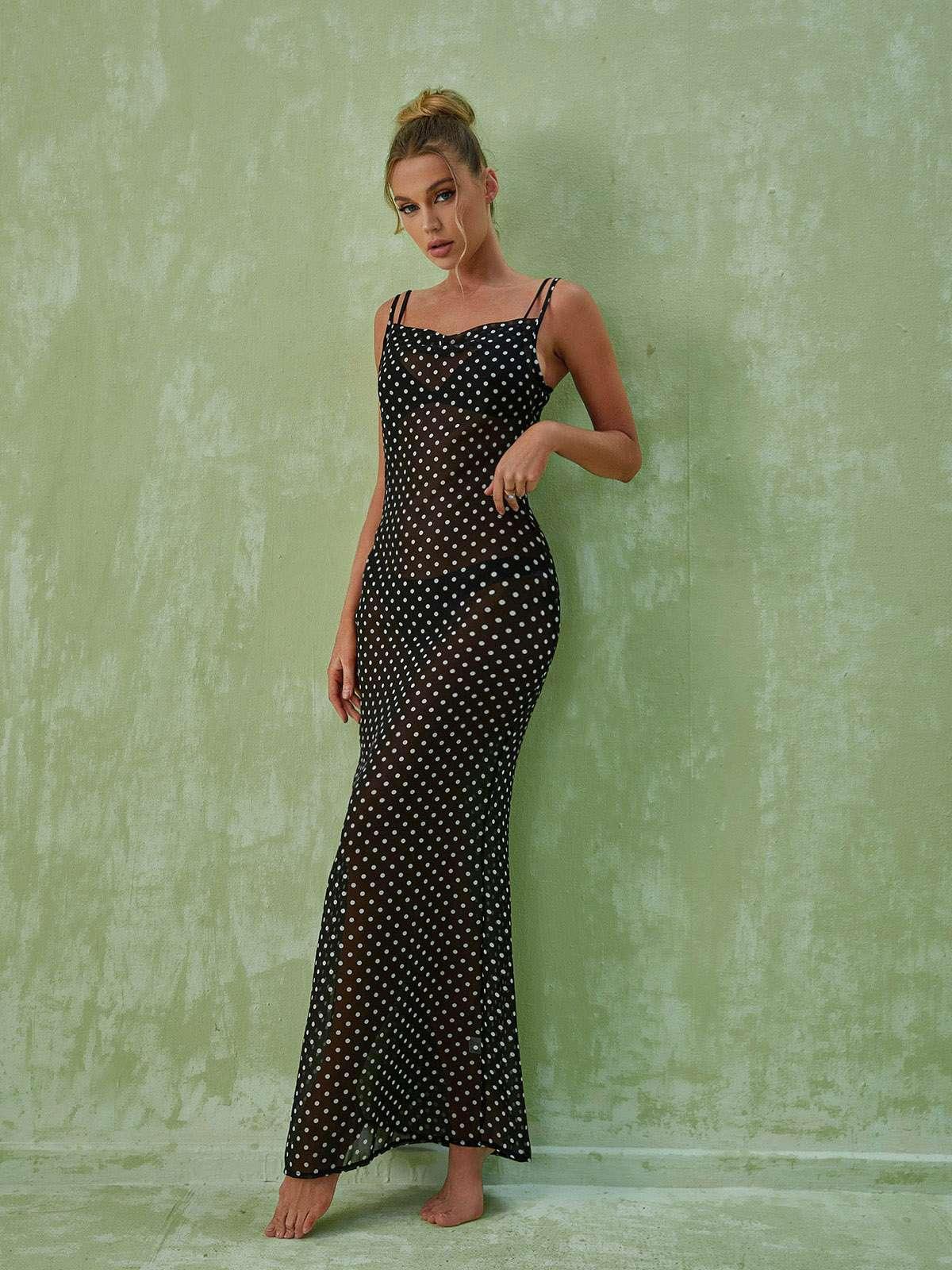 Kamilah Mesh Dot Maxi Dress-Mix MIx Style