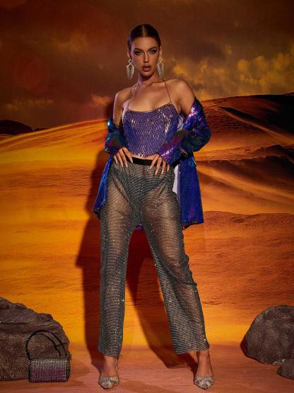 Chloe Sequin Top In Purple-Mix MIx Style