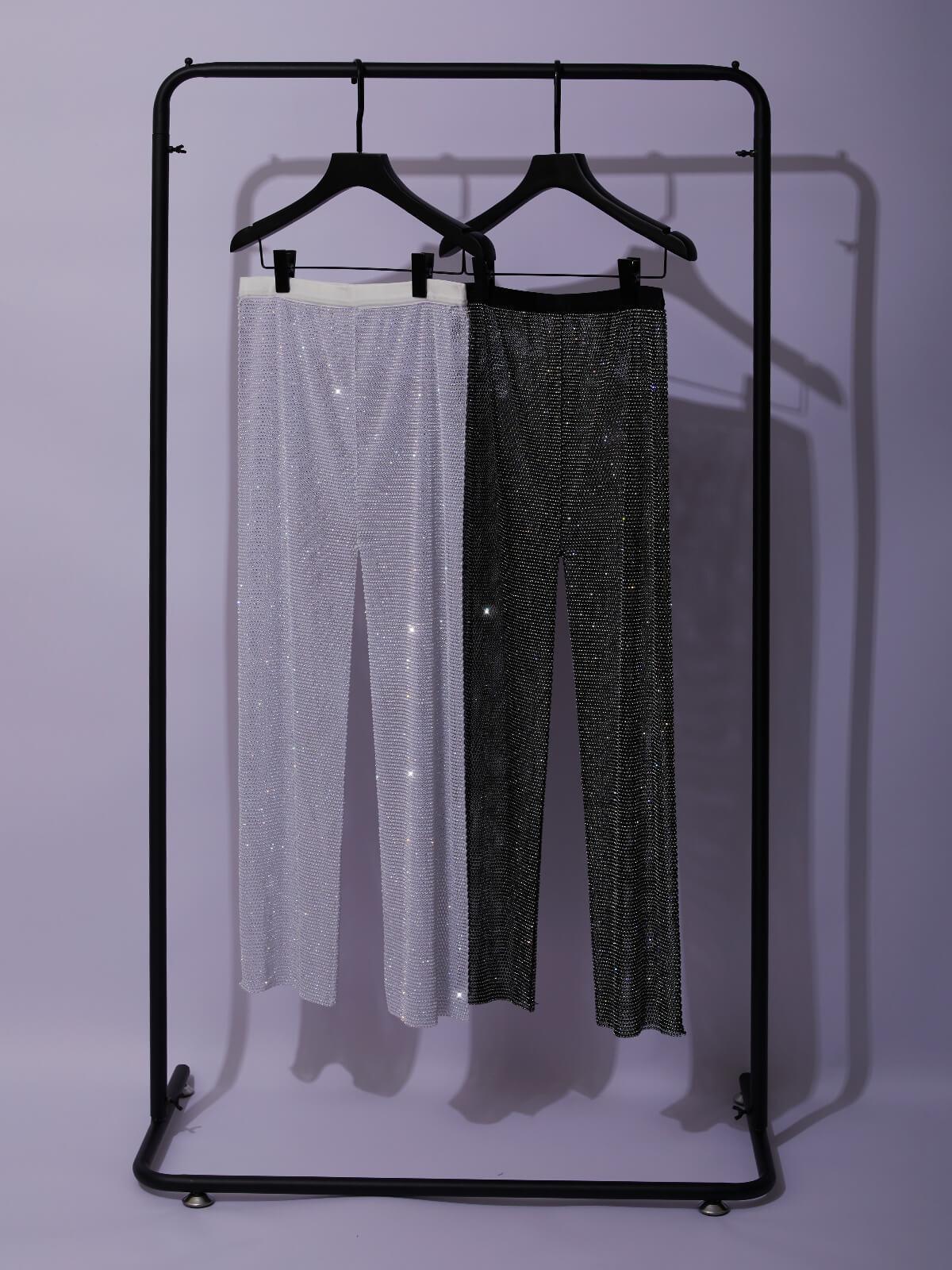 Kataleya Mesh Diamond Pants In Black-Mix MIx Style