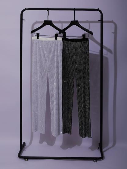 Kataleya Mesh Diamond Pants In Black-Mix MIx Style