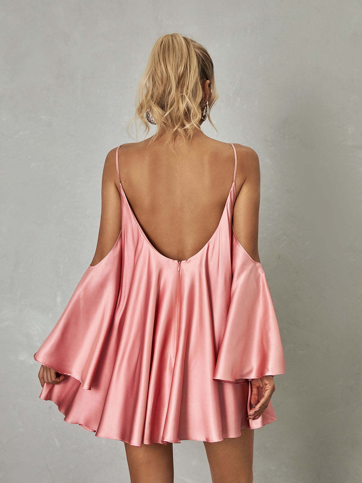 Kellyanne Spaghetti Satin Mini Dress-Mix MIx Style