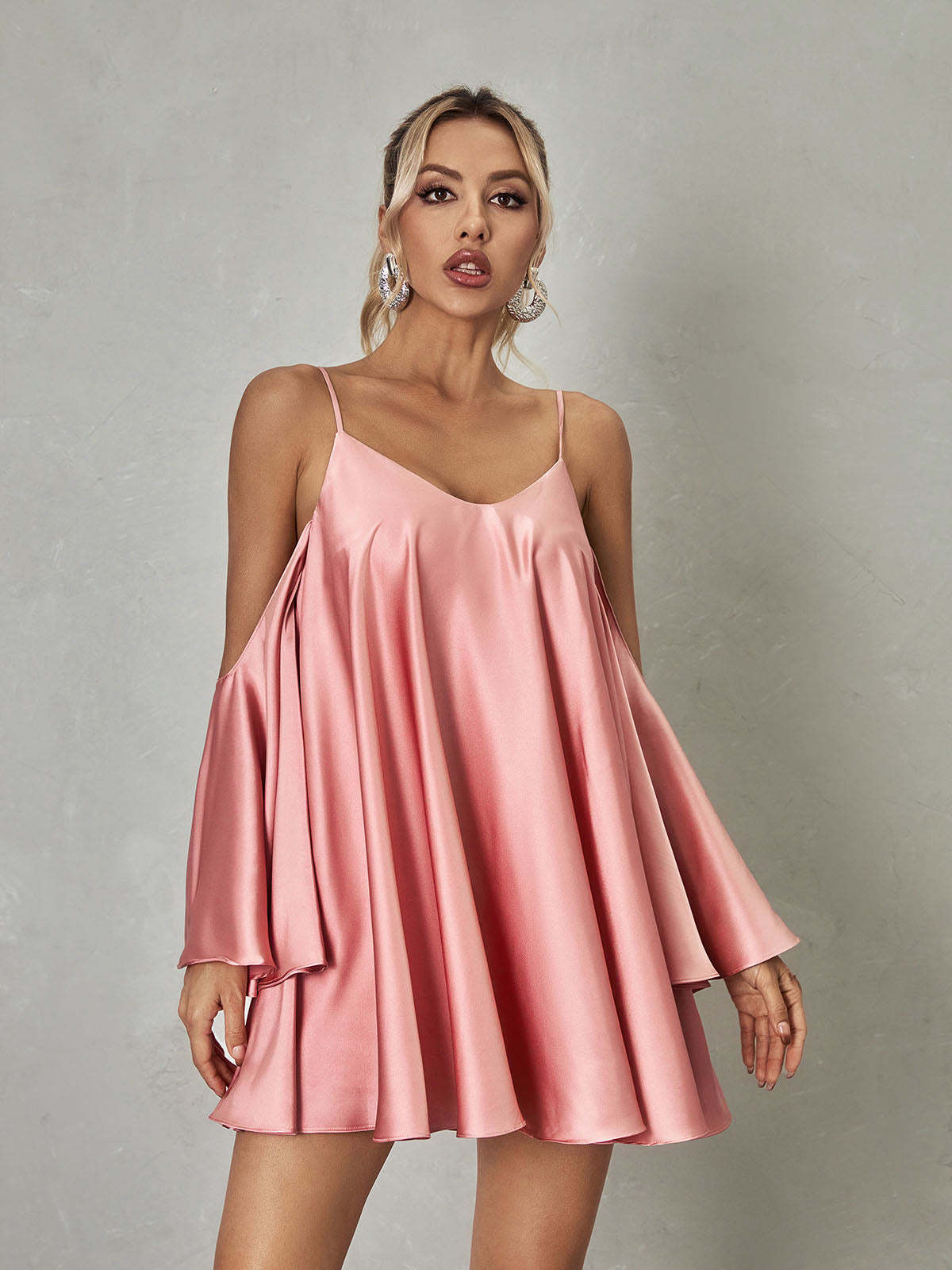 Kellyanne Spaghetti Satin Mini Dress-Mix MIx Style