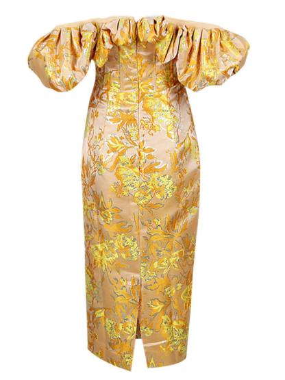Kore Off Shoulder Jacquard Midi Dress-Mix MIx Style