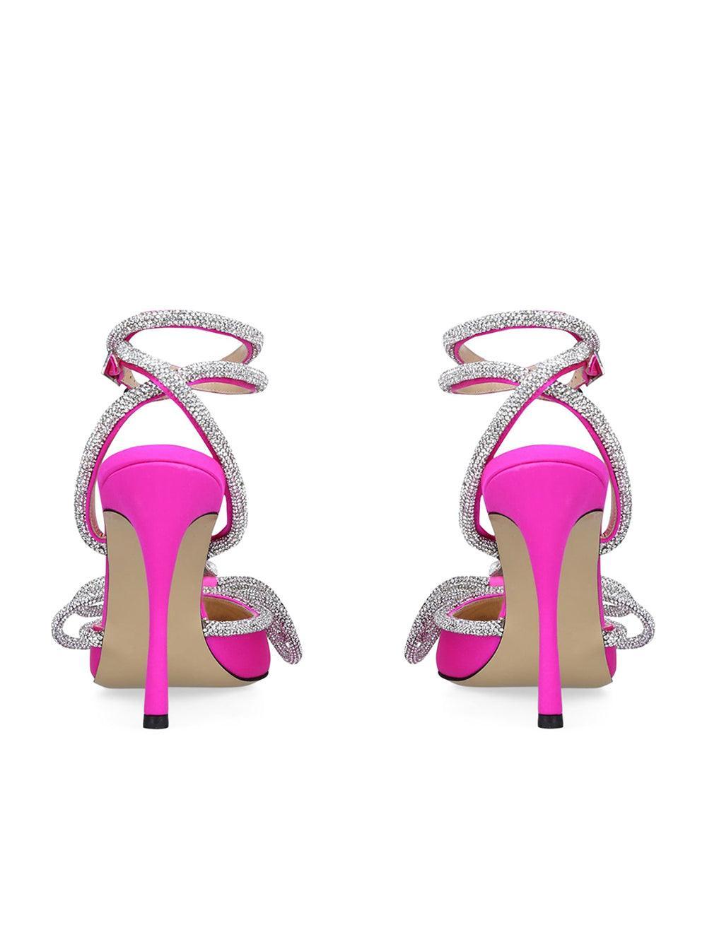 Laila Bow Crystal Satin Heels In Hot Pink-Mix MIx Style